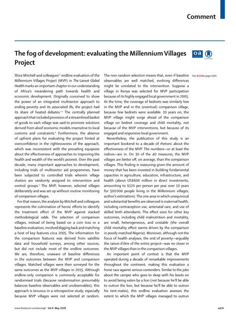 The fog of development: evaluating the Millennium Villages Project.